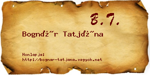 Bognár Tatjána névjegykártya